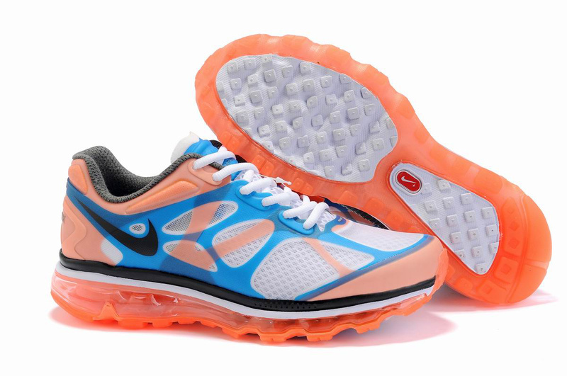 Nike Air Max 2012 White Blue Orange Black Logo Shoes - Click Image to Close