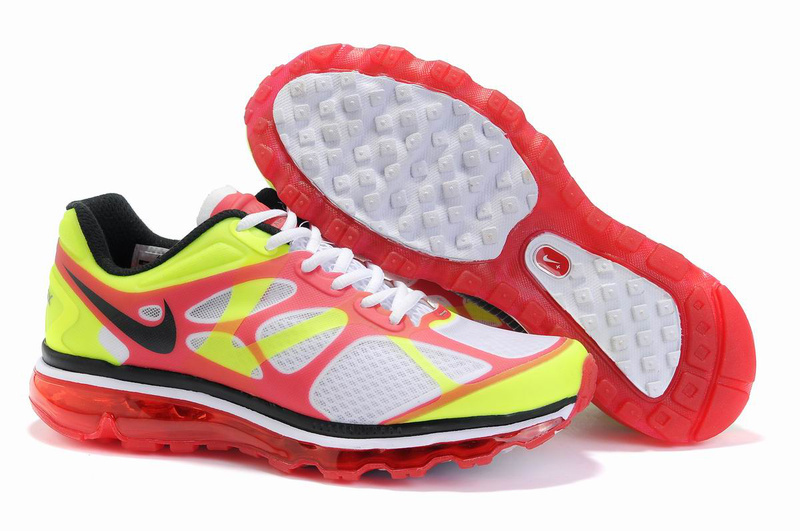 Nike Air Max 2012 White Red Yellow Black Logo Shoes