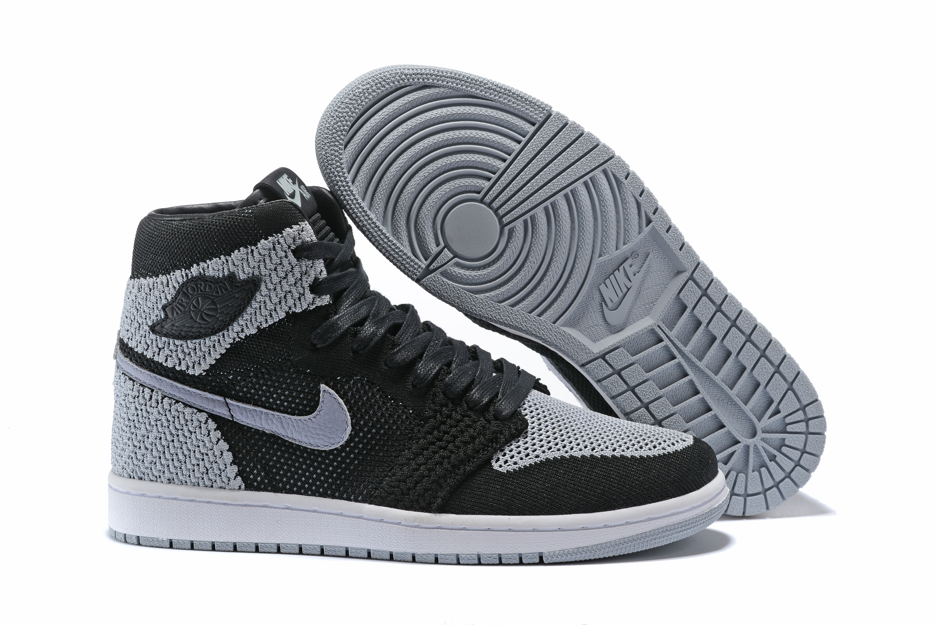 Real AIr Jordans 1 Split Leather Black Grey Shoes