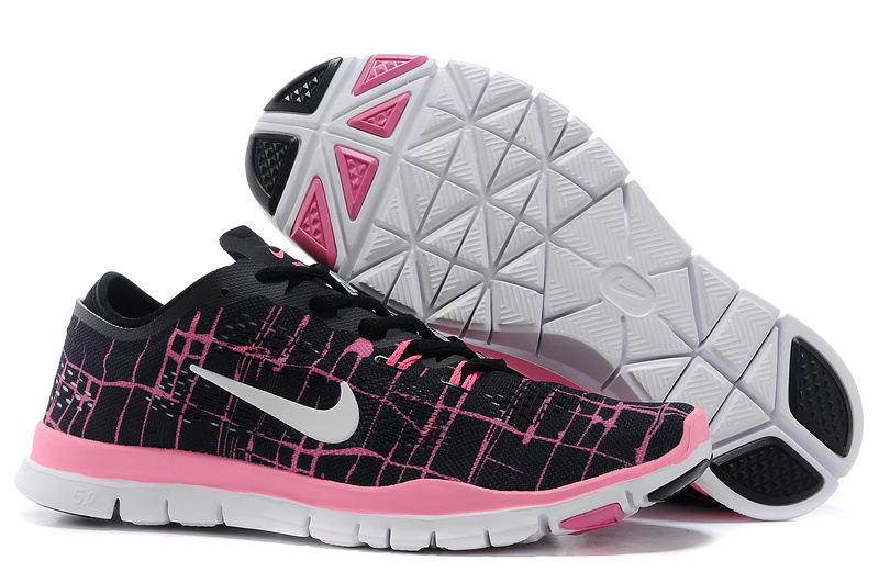 New Women Nike Free 5.0 Black Pink White Training Shoes - Click Image to Close