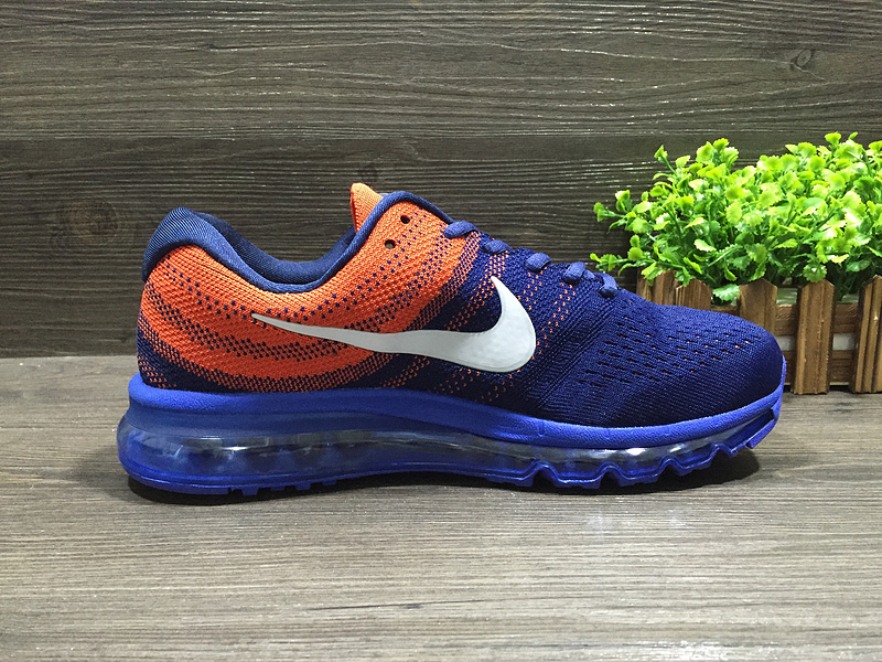 Nike Air Max 2017 Flyknit Blue Orange White Running Shoes - Click Image to Close
