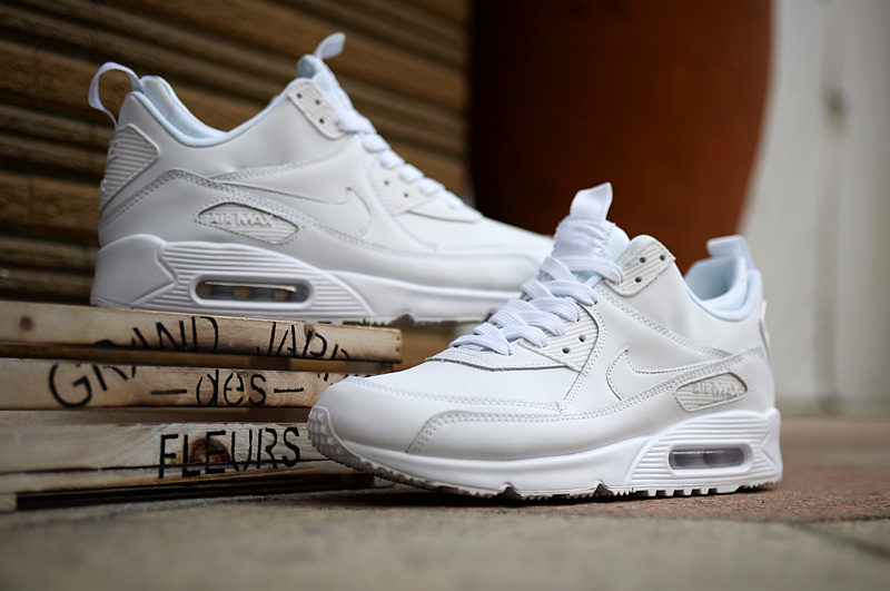 New Nike Air Max 90 High All White Shoes