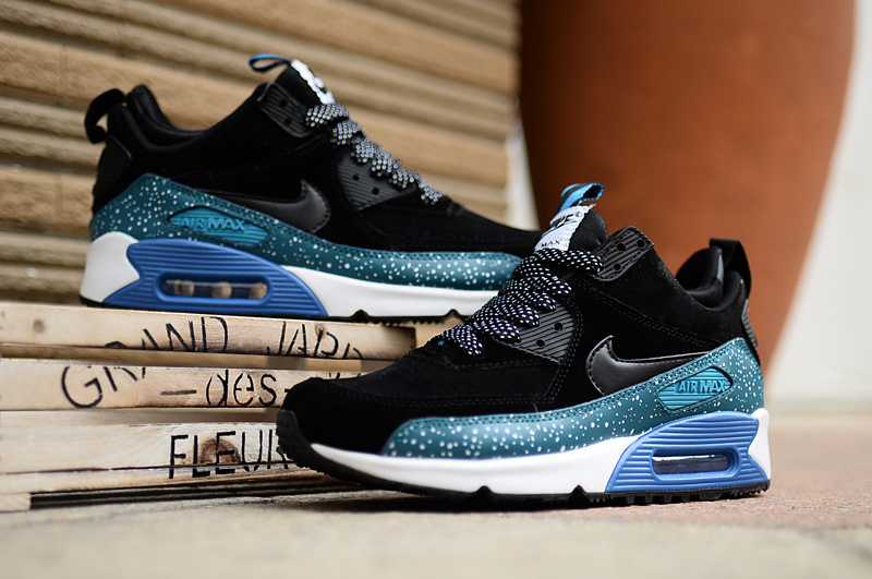 New Nike Air Max 90 High Black Blue White Shoes