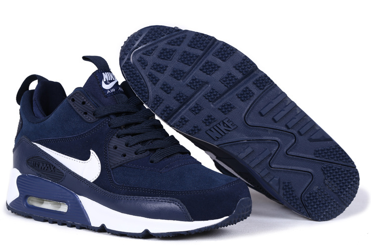 New Nike Air Max 90 High Deep Blue White Shoes - Click Image to Close