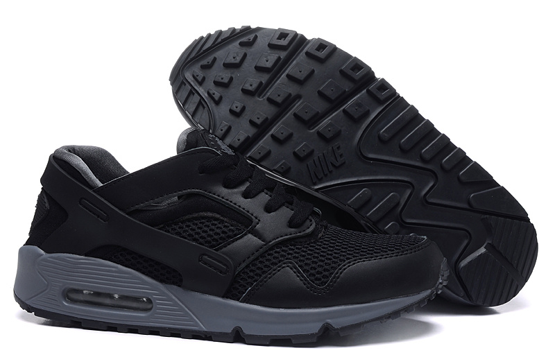 New Nike Air Max 90 Huarache All Black Shoes - Click Image to Close