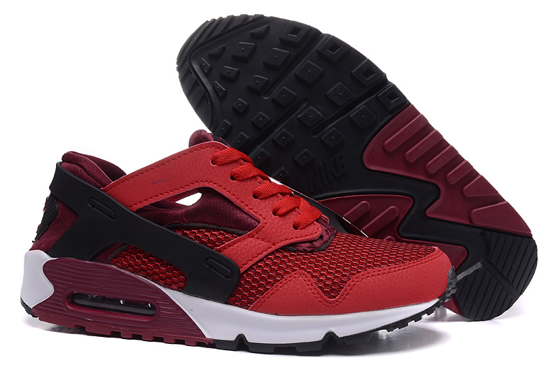 New Nike Air Max 90 Huarache Red Black Shoes - Click Image to Close