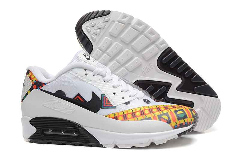 New Nike Air Max 90 White Black Yellow Shoes