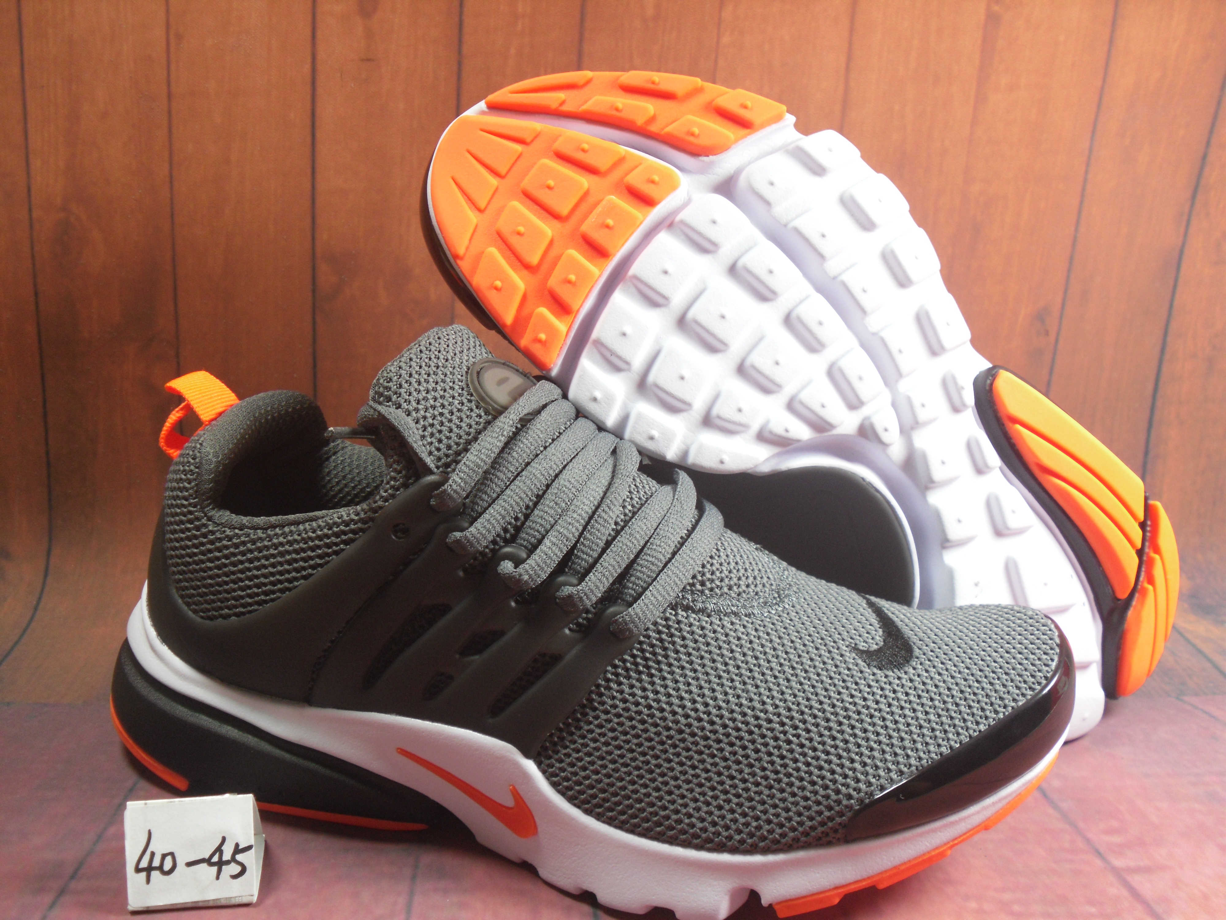 New Nike Air Presto Grey Black Orange Shoes