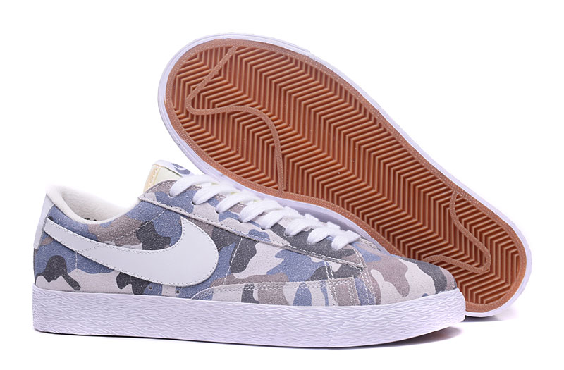 New Women Nike Blazer Low Army Blue White Shoes - Click Image to Close