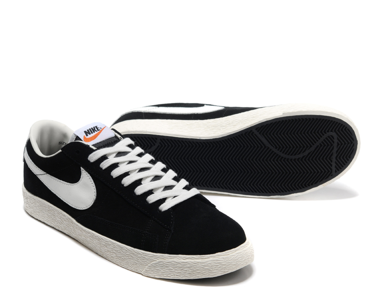 New Women Nike Blazer Low Black White Shoes - Click Image to Close