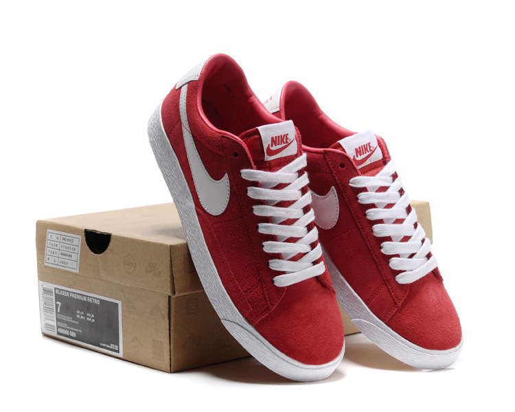 New Women Nike Blazer Low Red White Shoes