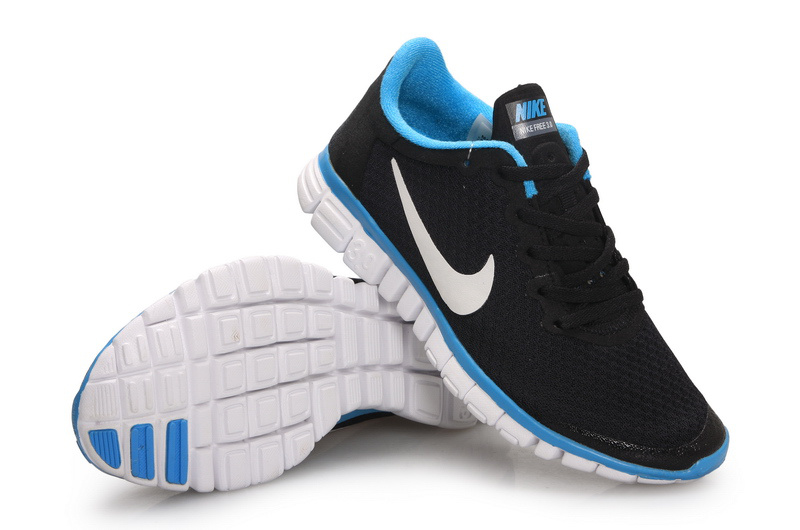 Latest Nike Free 3.0 Black Blue White Shoes - Click Image to Close