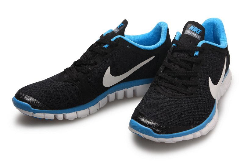 Latest Nike Free 3.0 Black Blue White Shoes - Click Image to Close