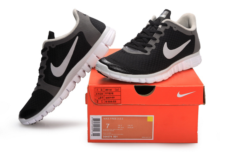 Latest Nike Free 3.0 Black Grey Shoes - Click Image to Close