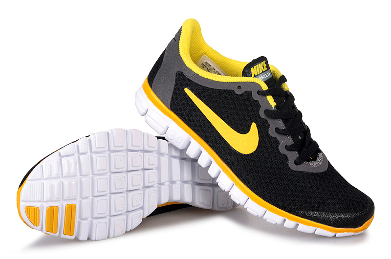 Latest Nike Free 3.0 Black Yellow White Shoes - Click Image to Close