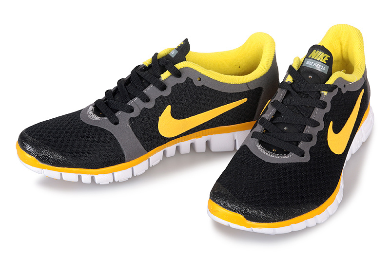 Latest Nike Free 3.0 Black Yellow White Shoes - Click Image to Close