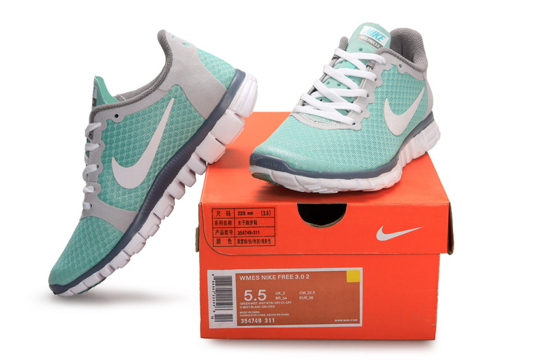 Latest Nike Free 3.0 Green Grey White Shoes - Click Image to Close