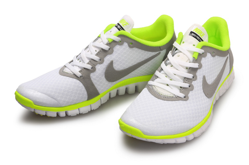 Latest Nike Free 3.0 White Grey Green Shoes - Click Image to Close
