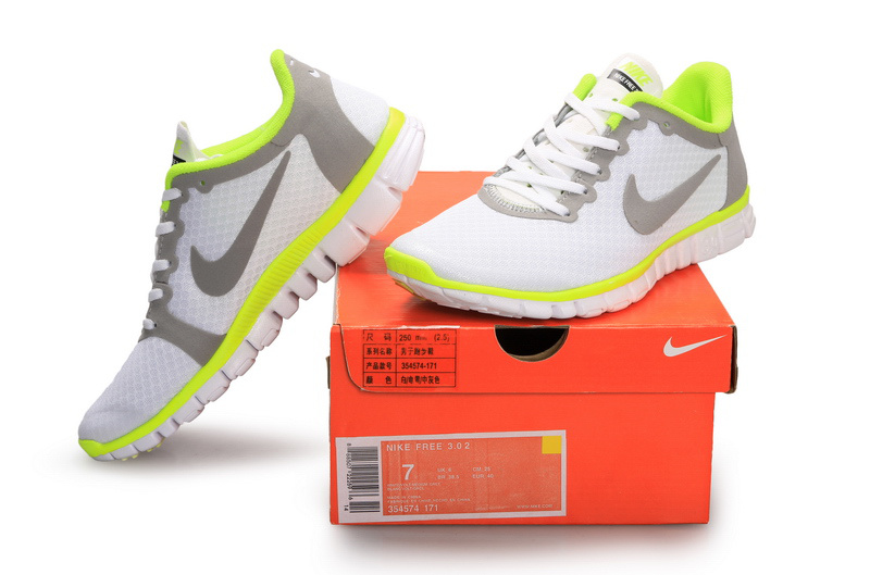 Latest Nike Free 3.0 White Grey Green Shoes - Click Image to Close