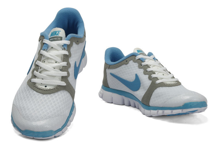 Latest Nike Free 3.0 White Grey Light Blue Shoes - Click Image to Close