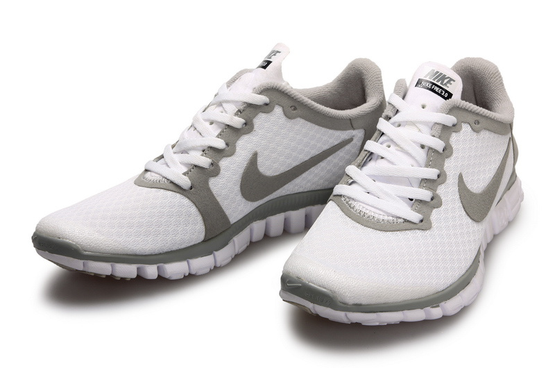 Latest Nike Free 3.0 White Grey Shoes - Click Image to Close