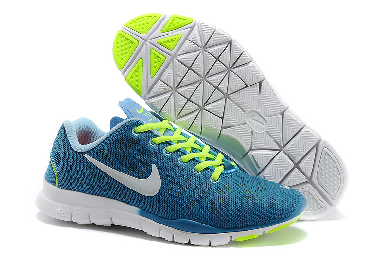 New Nike Free 5.0 Blue Fluorscent Green White Running Shoes