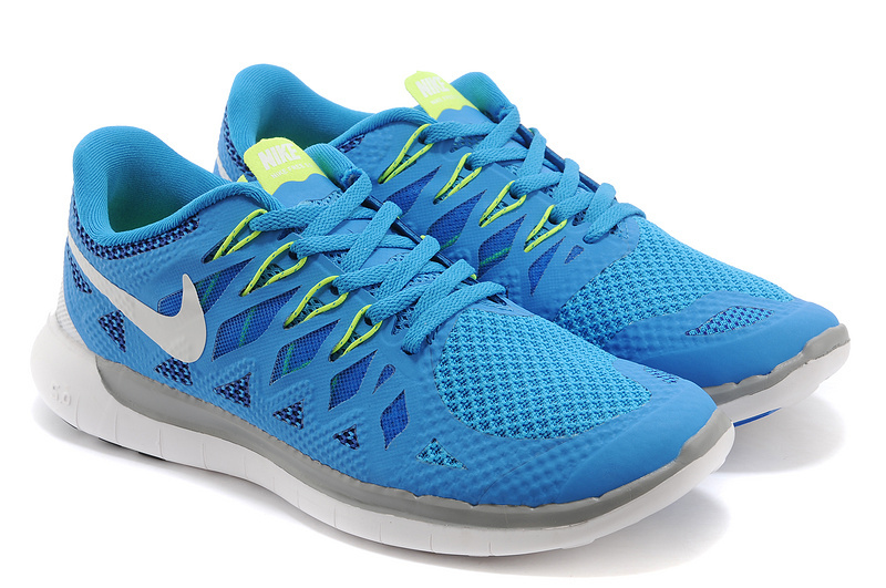 New Nike Free 5.0 Blue Grey White Shoes - Click Image to Close