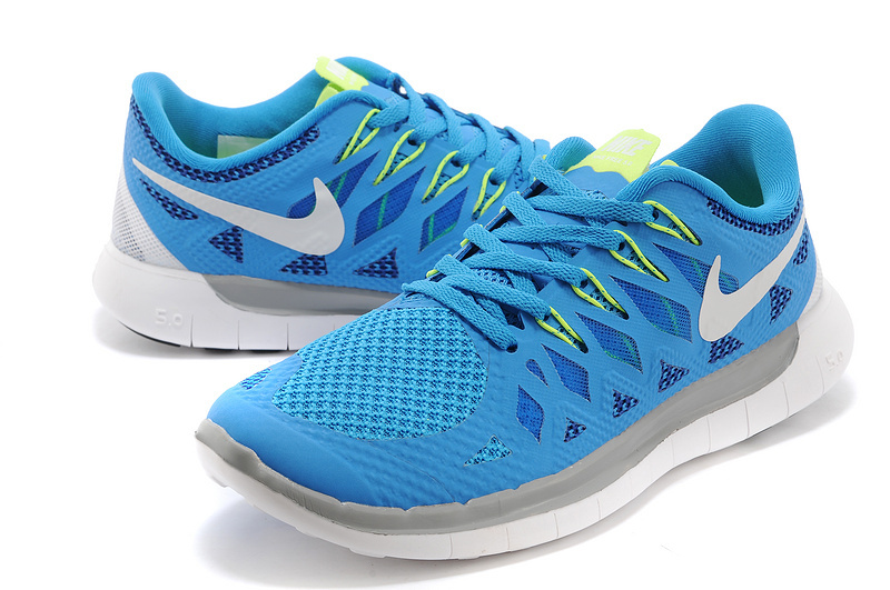 New Nike Free 5.0 Blue Grey White Shoes - Click Image to Close