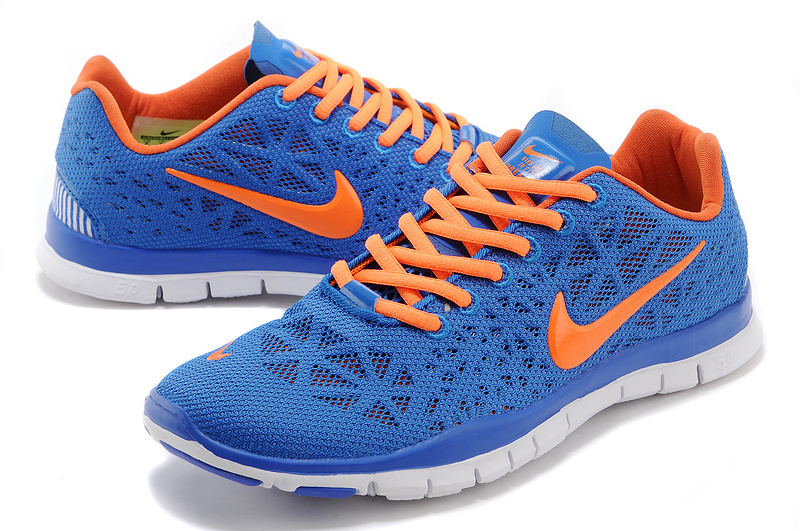 New Nike Free 5.0 Blue Orange White Shoes - Click Image to Close