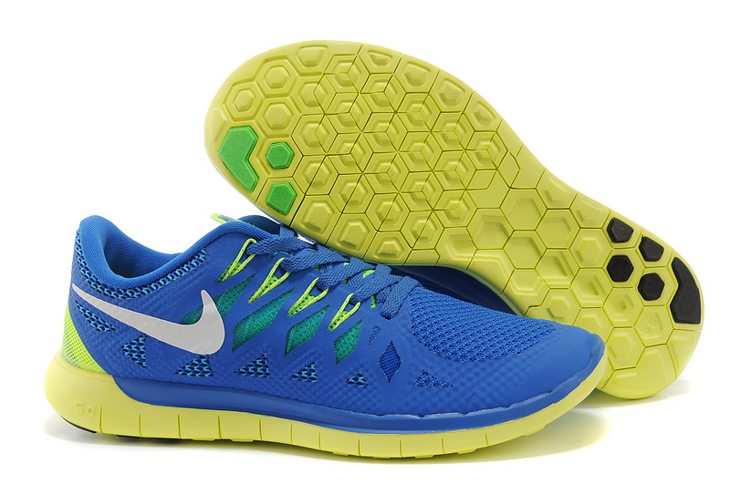 New Nike Free 5.0 Blue Yellow Shoes