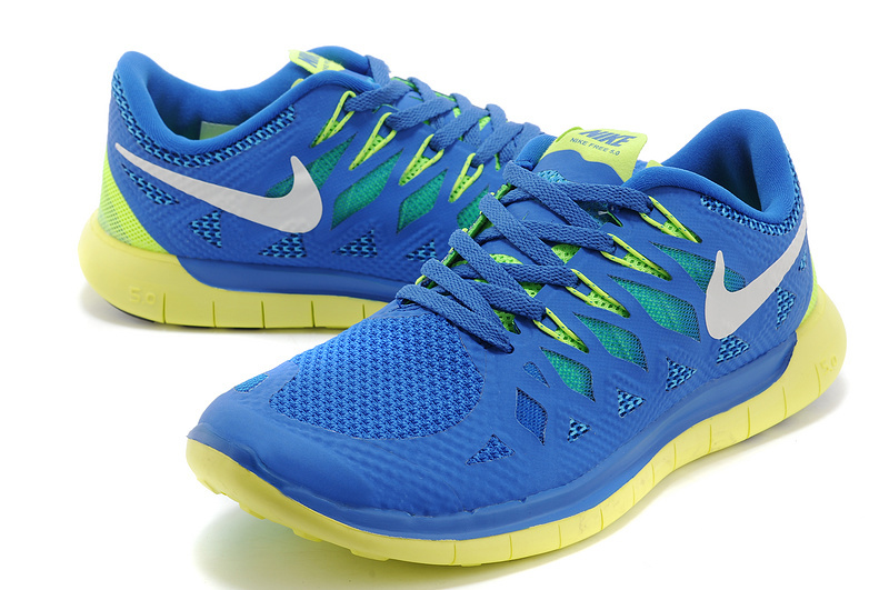 New Nike Free 5.0 Blue Yellow Shoes - Click Image to Close