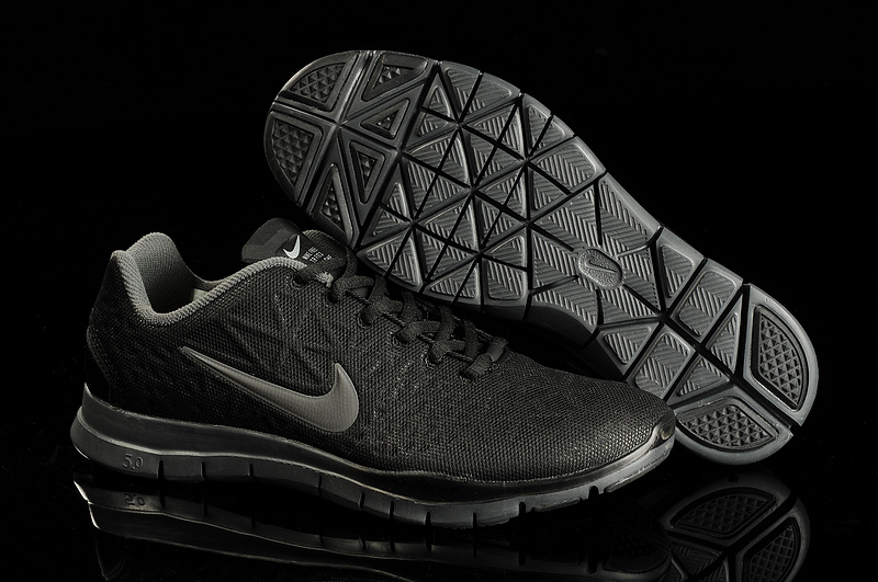 New Nike Free 5.0 Training All Black Shoes - Click Image to Close