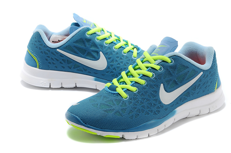 New Women Nike Free 5.0 Blue Green - Click Image to Close