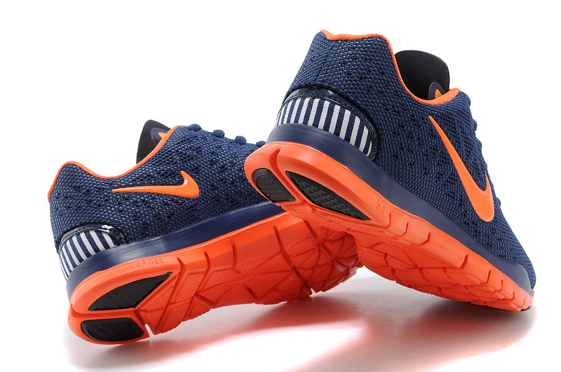 orange and navy blue nike shoes