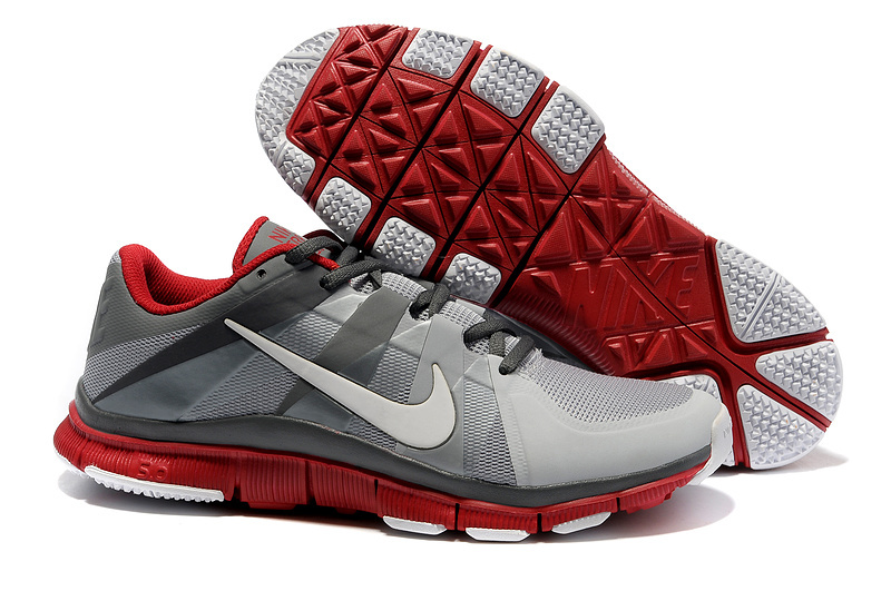 New Nike Free 5.0 Grey Silver Red Shoes - Click Image to Close