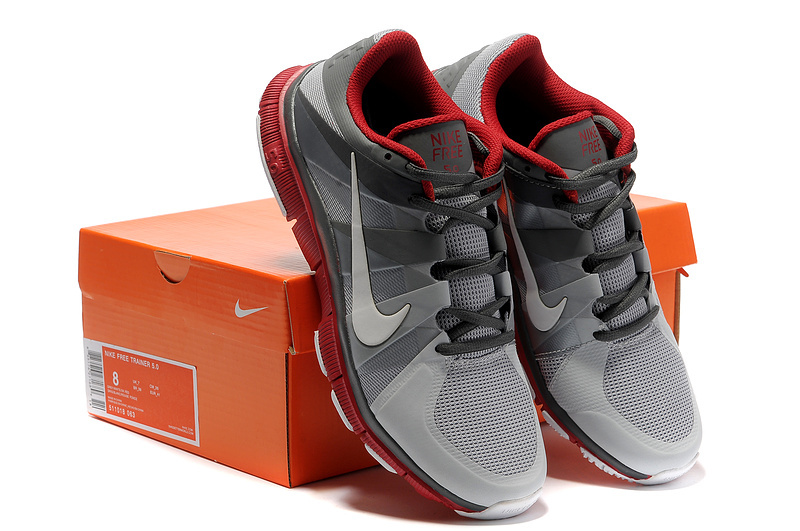 New Nike Free 5.0 Grey Silver Red Shoes