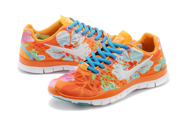 New Women Nike Free 5.0 Orange Blue White - Click Image to Close