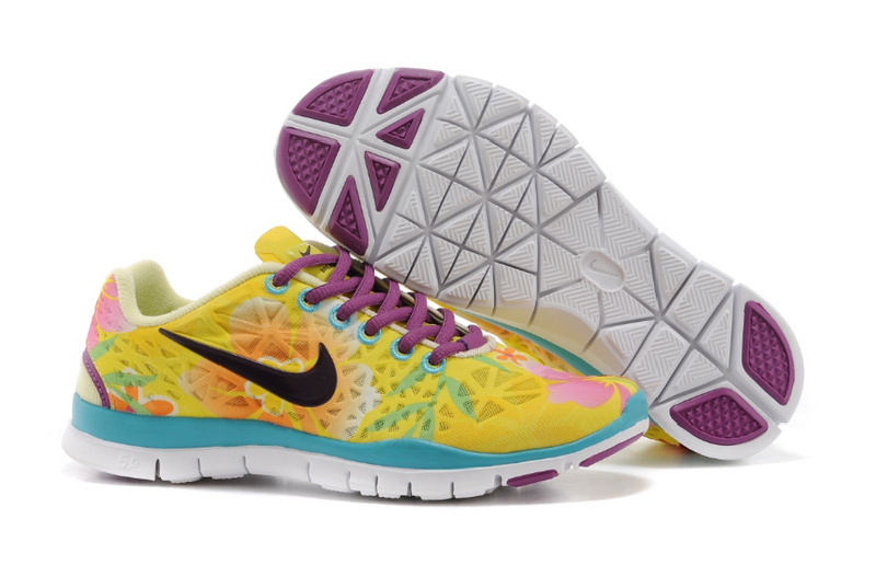 New Women Nike Free 5.0 Yellow Purple Blue - Click Image to Close