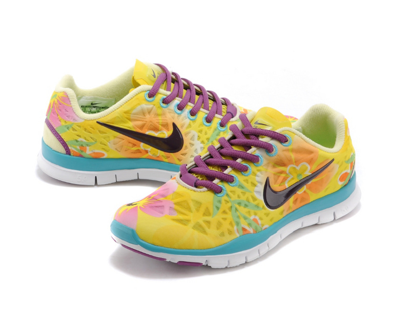 New Women Nike Free 5.0 Yellow Purple Blue - Click Image to Close