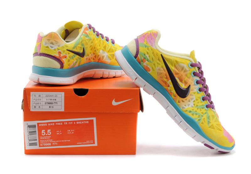 New Women Nike Free 5.0 Yellow Purple Blue - Click Image to Close