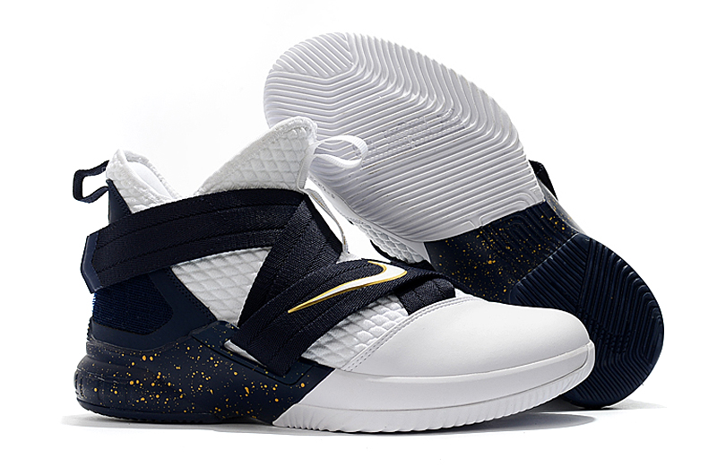 New Nike Lebron 12 White Dark Blue Shoes_5114065