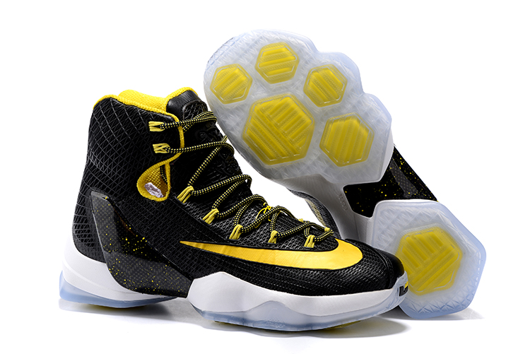 New Nike Lebron 13 Black Yellow White Basketball Shoes