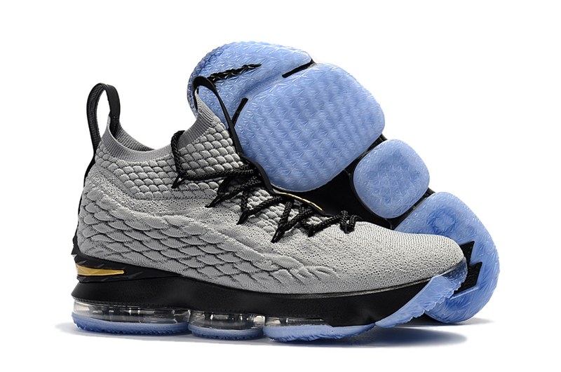 New Nike Lebron 15 Grey Black Gloden Shoes - Click Image to Close