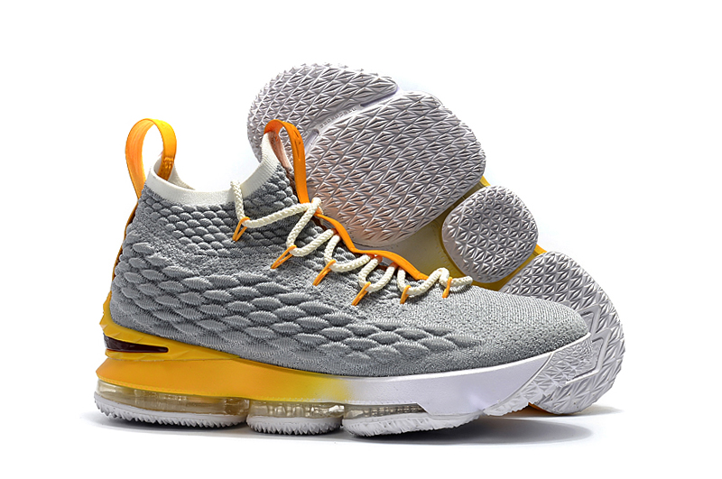 New Nike Lebron 15 Grey Yellow Shoes - Click Image to Close