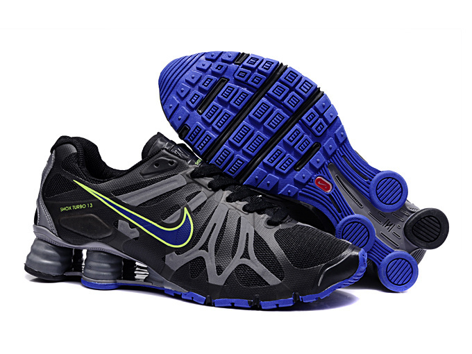 New Nike Shox Turbo+13 Shoes Black Grey Blue - Click Image to Close