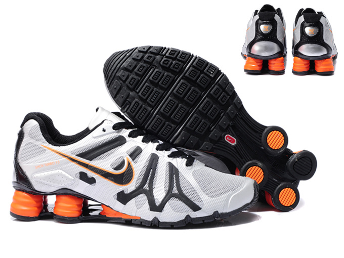 New Nike Shox Turbo+13 Shoes White Black Orange - Click Image to Close