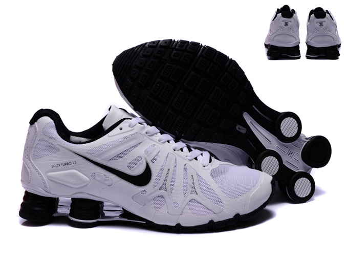 New Nike Shox Turbo+13 Shoes White Black - Click Image to Close