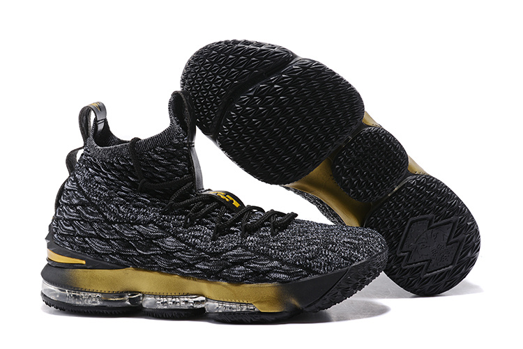 New Nike lebron 15 Black Gloden Shoes - Click Image to Close