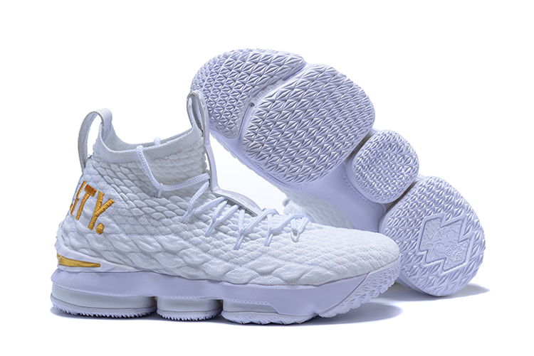 New Nike lebron 15 White Gloden Shoes - Click Image to Close