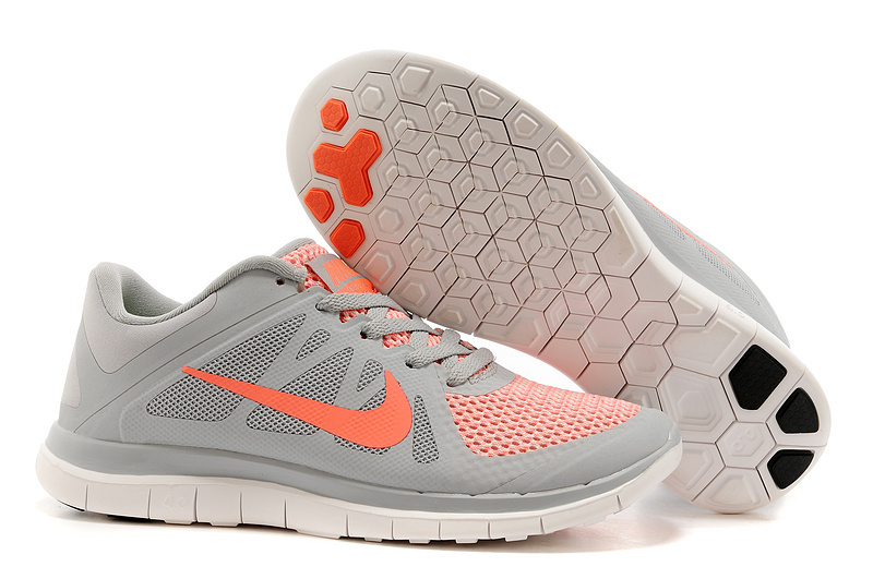 New Women Nike Free 4.0 V4 Grey Orange White Running Shoes